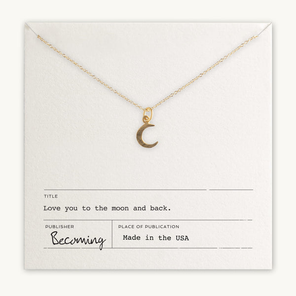 RVM Jewels I Love You To The Moon And Back Half Moon and Gold Pendant  Necklace Gift for Men and Women